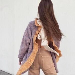 Zara Purple and Tan Knit Cardigan